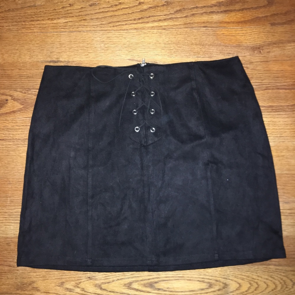 Black lace up skirt